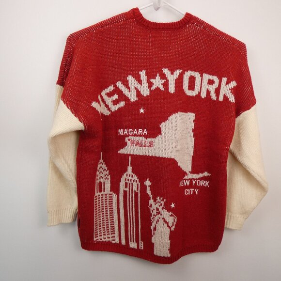 Spirit Jersey Sweater Unisex Adult M Oversized New York Red Knit Heavy Weight - Picture 8 of 12